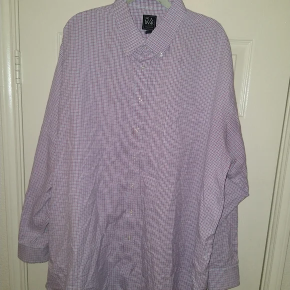 Jos A Bank Traveler Traditional Fit Checkered Button Down Shirt Men's sz 19-36. - Picture 1 of 6